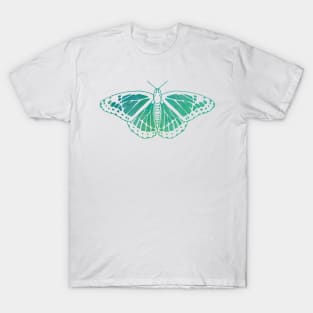 Butterfly Design in Blue and Green Paint Strokes Pattern 2 T-Shirt